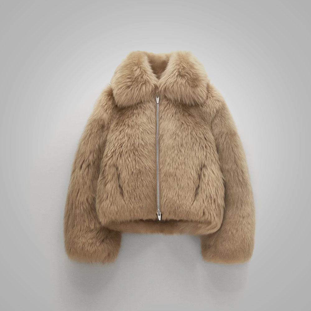 Women’s Brown Winter Shearling Leather Jacket