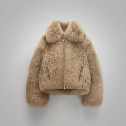 Women’s Brown Winter Shearling Leather Jacket