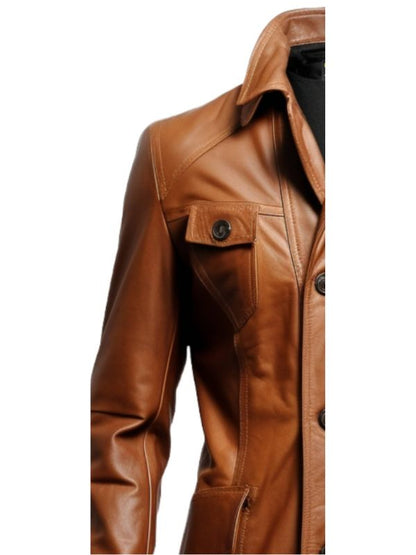 Vintage Brown Stylish Leather Coat