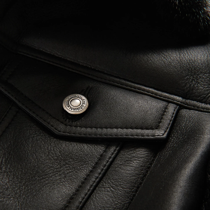 New Mens Black B3 Shearling Real Sheepskin Leather Trucker Flying Jacket