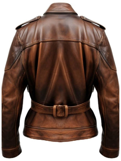 Men Military Style Vintage Leather Jacket
