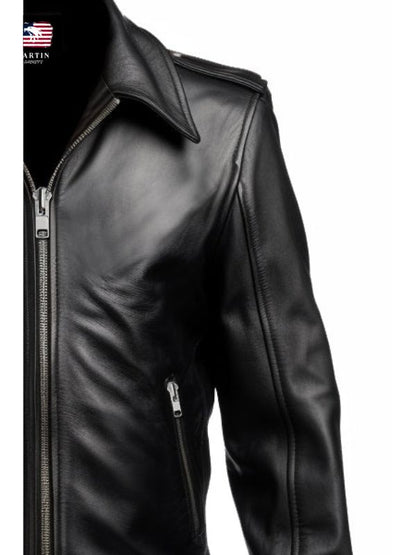 Men Vintage Black Leather Jacket - Black Leather Jacket For Men