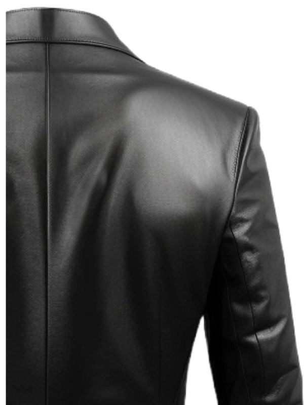 Men Black Biker Leather Blazer - Leather Coats for Men