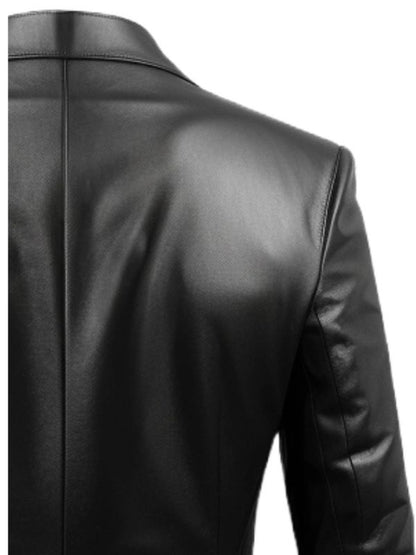 Men Black Biker Leather Blazer - Leather Coats for Men