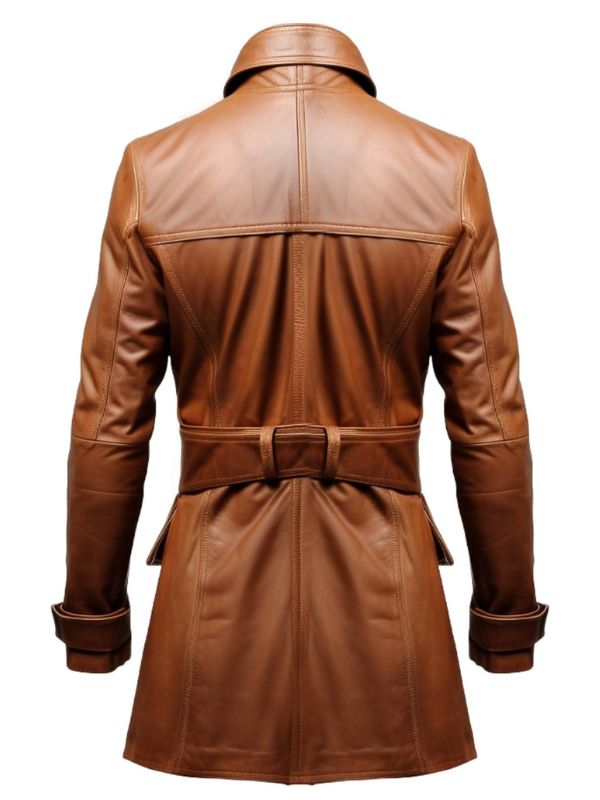 Vintage Brown Women Leather Long Coat
