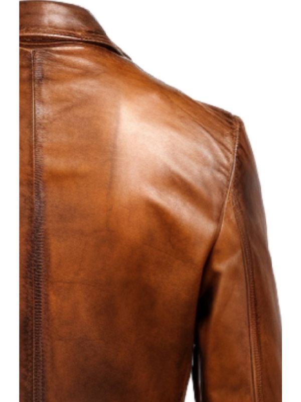 Men Brown Vintage Leather Blazer - Brown Leather Blazer