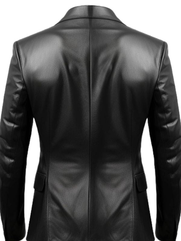 Men Black Biker Leather Blazer - Leather Coats for Men