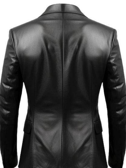 Men Black Biker Leather Blazer - Leather Coats for Men