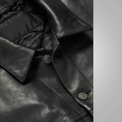 New Men’s Army Black Suede Shearling Leather Trucker Jacket