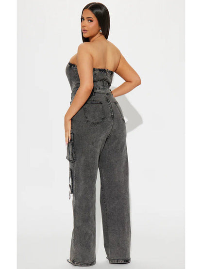 WWE Raw 2025 Jackie Redmond Grey Denim Cargo