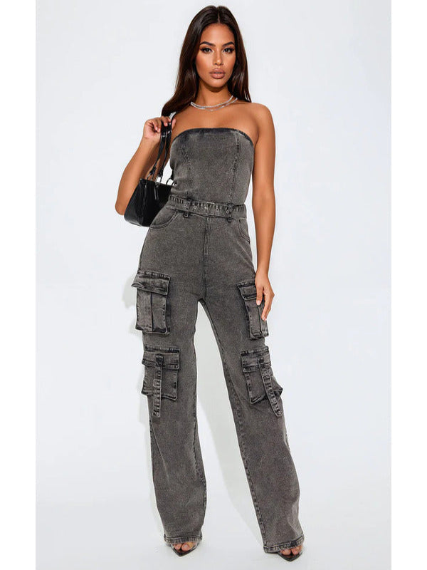 WWE Raw 2025 Jackie Redmond Grey Denim Cargo