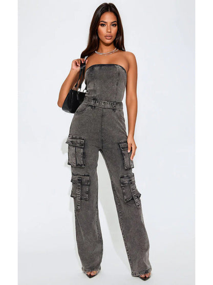 WWE Raw 2025 Jackie Redmond Grey Denim Cargo