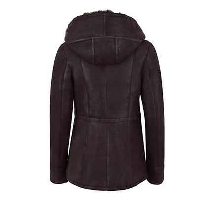 Women’s Hooded Fur Shearling Long Jacket