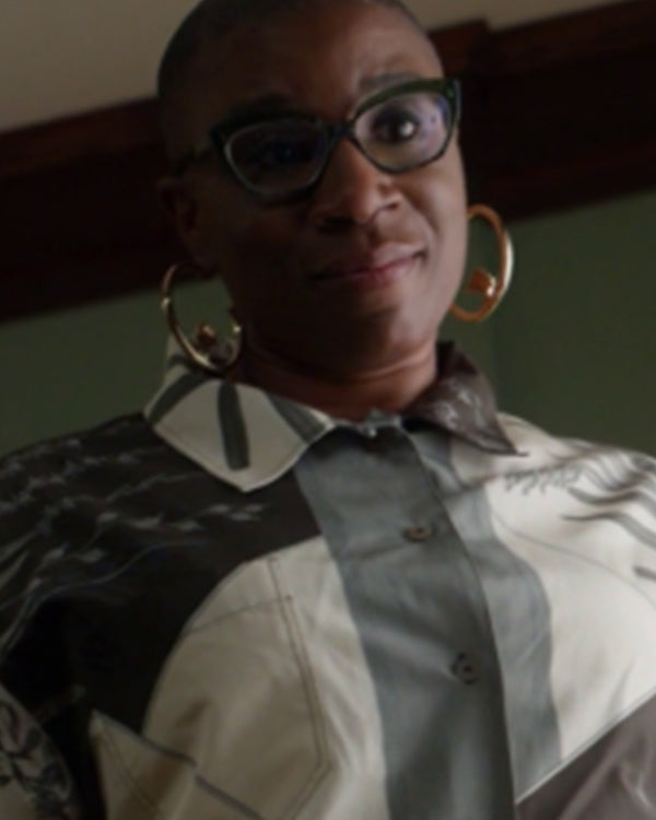 9-1-1 S08 Aisha Hinds Leaves Print Bowling Shirt