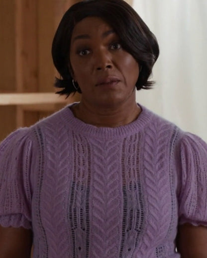 9-1-1 S08 Angela Bassett Purple Short Sleeve Top