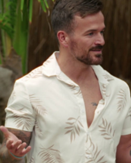 90 Day Hunt for Love S01 Nick Matiash White Leaf Print Shirt