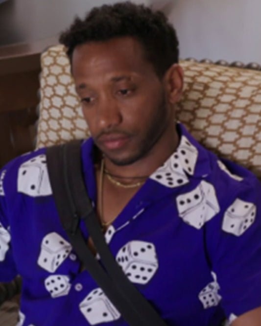 90 Day The Last Resort S02 Biniyam Blue Dice Print Shirt