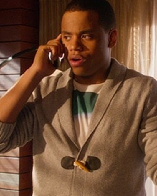 90210 S04 Tristan Mack Wilds Grey Shawl Collar Cardigan