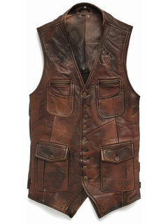Abel Men Vintage Brown Leather Vest