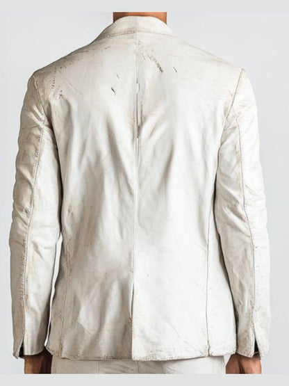 Adan White Leather Blazer - Leather Blazer for Men White