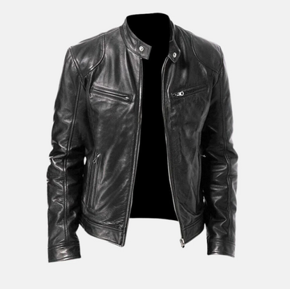 Allaric Alley Slim Fit Leather Biker Jacket Mens