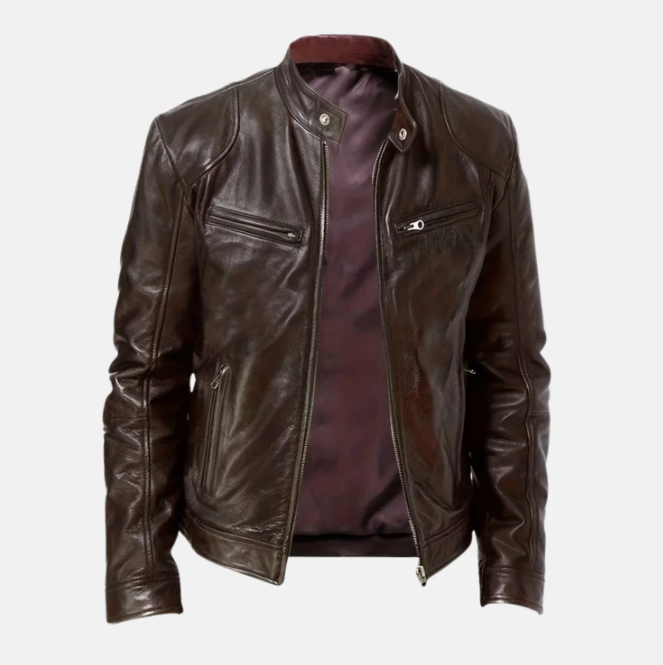 Allaric Alley Slim Fit Leather Biker Jacket Mens