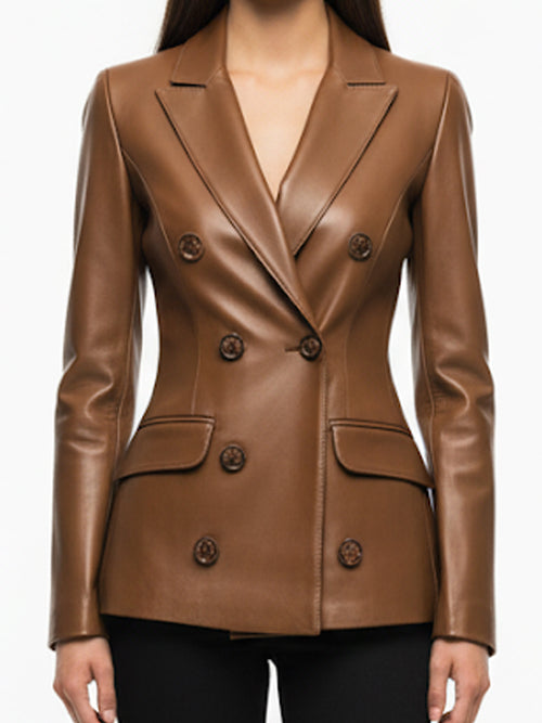 Amelia Leather Brown Jacket - Women Leather Jacket Brown