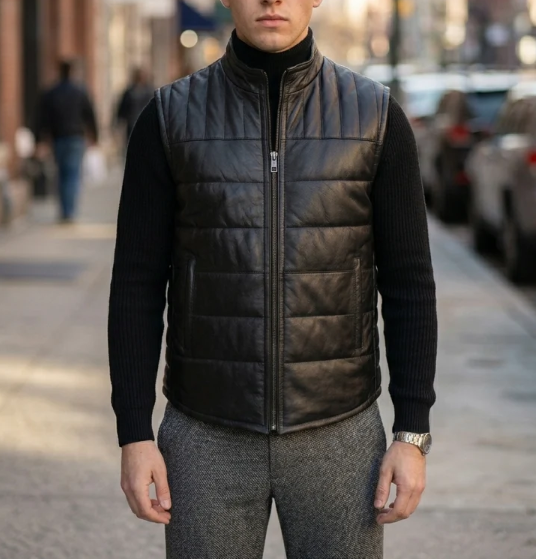 Anthony Vest Real Black Jacket For Men