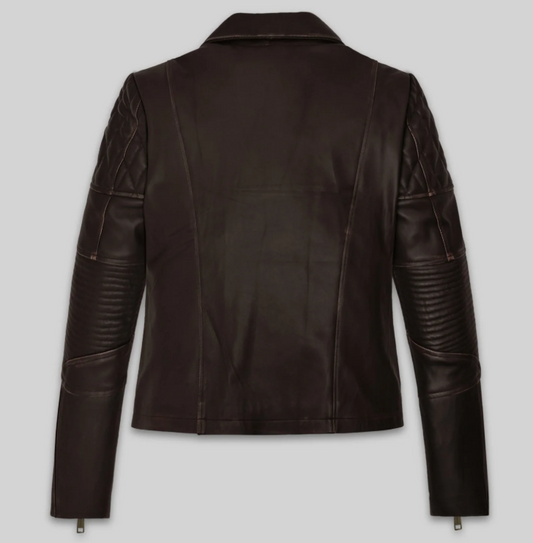 Furiosa Anya Taylor-Joy Women's Leather Biker Jacket — back view