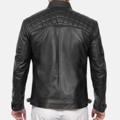 Apex Stand Collar Biker Leather Jacket
