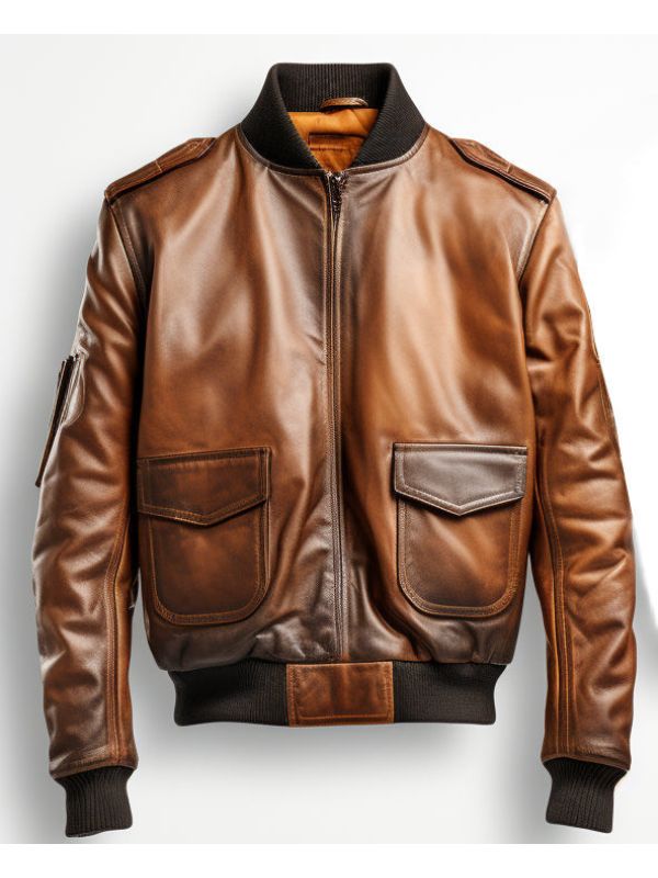 Aviator G1 Distressed Men Bomber Vintage Leather Jacket - Distressed Brown