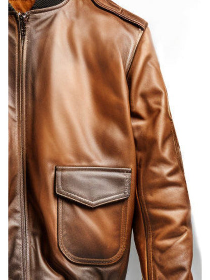Aviator G1 Distressed Men Bomber Vintage Leather Jacket - Distressed Brown
