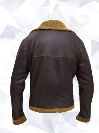 B3 Men Flying Aviator Winter Shearling Fur Pilot Sheepskin Bomber Leather Jacket