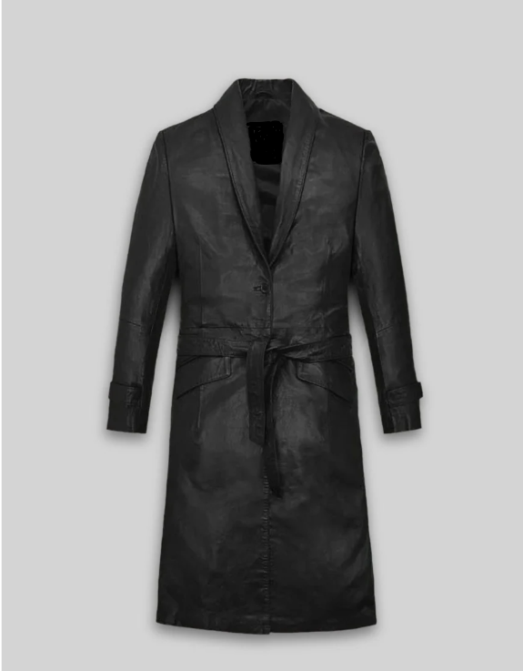 Beltaire Leather Long Coat