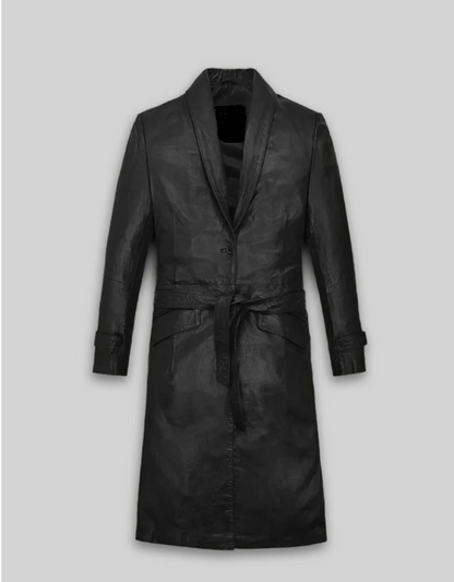 Beltaire Leather Long Coat