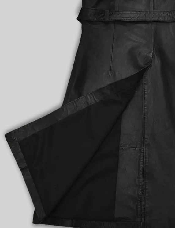 Beltaire Leather Long Coat