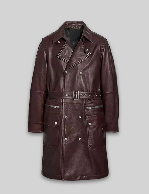 Belted Leather Trench Coat