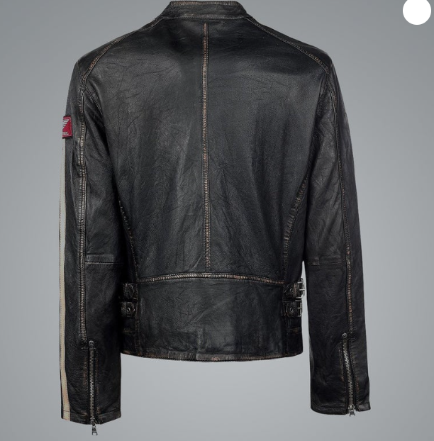 Bike Racer Distressed Black Leather Jacket