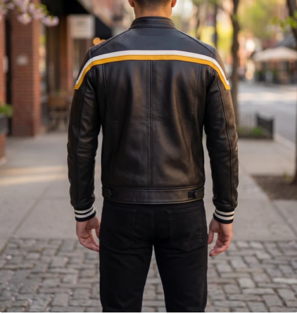 Black Bomber Stylish Leather Jacket For Men