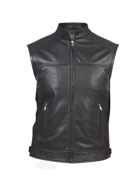 Black Leather Biker Vest