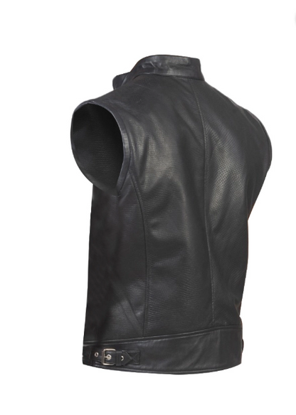 Black Leather Biker Vest