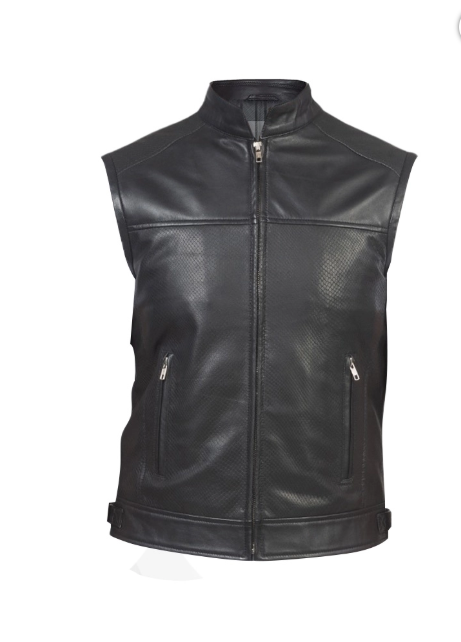 Black Leather Biker Vest