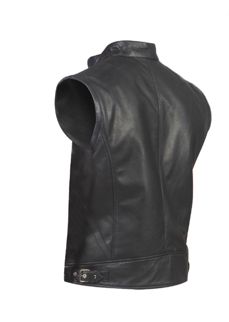 Black Leather Biker Vest
