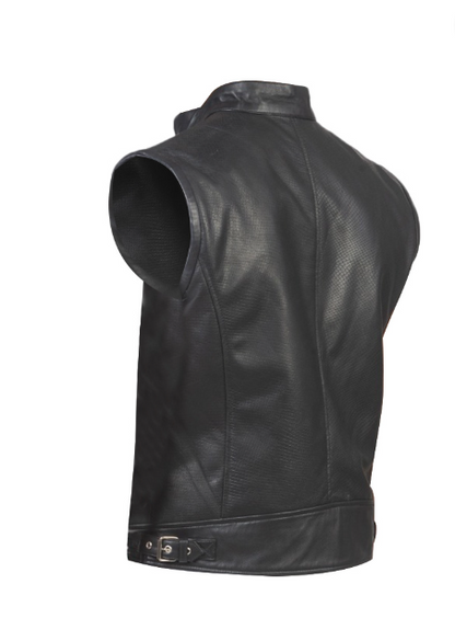 Black Leather Biker Vest