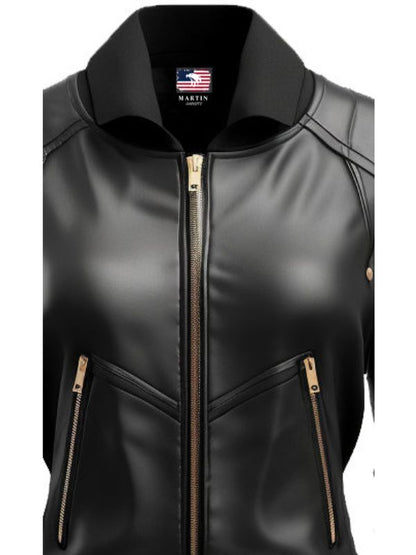 Black Leather Jacket Bomber Style