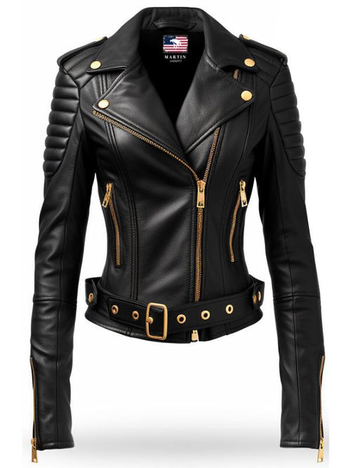 Black Leather Jacket for Women - Biker Leather Jacket