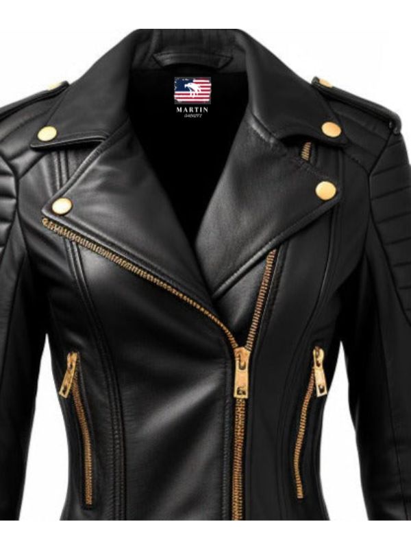 Black Leather Jacket for Women - Biker Leather Jacket