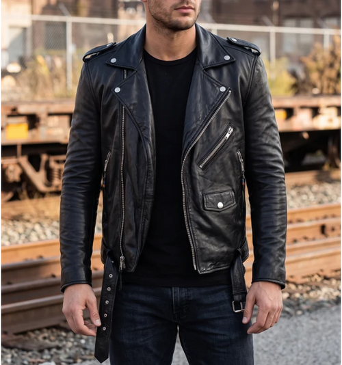 Black New Slimfit Biker Leather Jacket