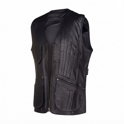 Black Quilted Leather Vest for Men