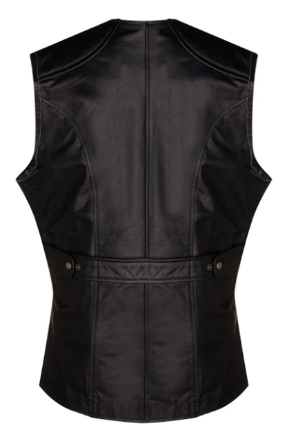 Black Quilted Leather Vest for Men
